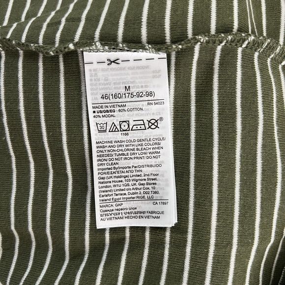 Gap‎ Shirt Women Medium Green White Stripe T-Shirt Everyday Basic Casual Minimal - Picture 8 of 8